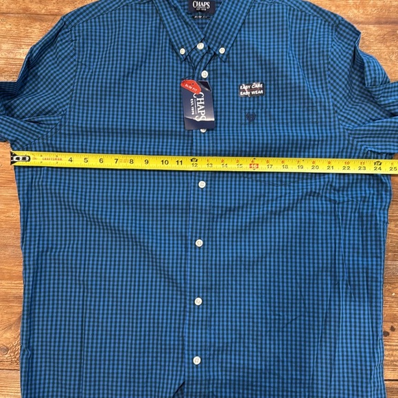Chaps Classic Dark Blue Mens Long Sleeve Collared Button Gingham Shirt XL NWT - Picture 12 of 13